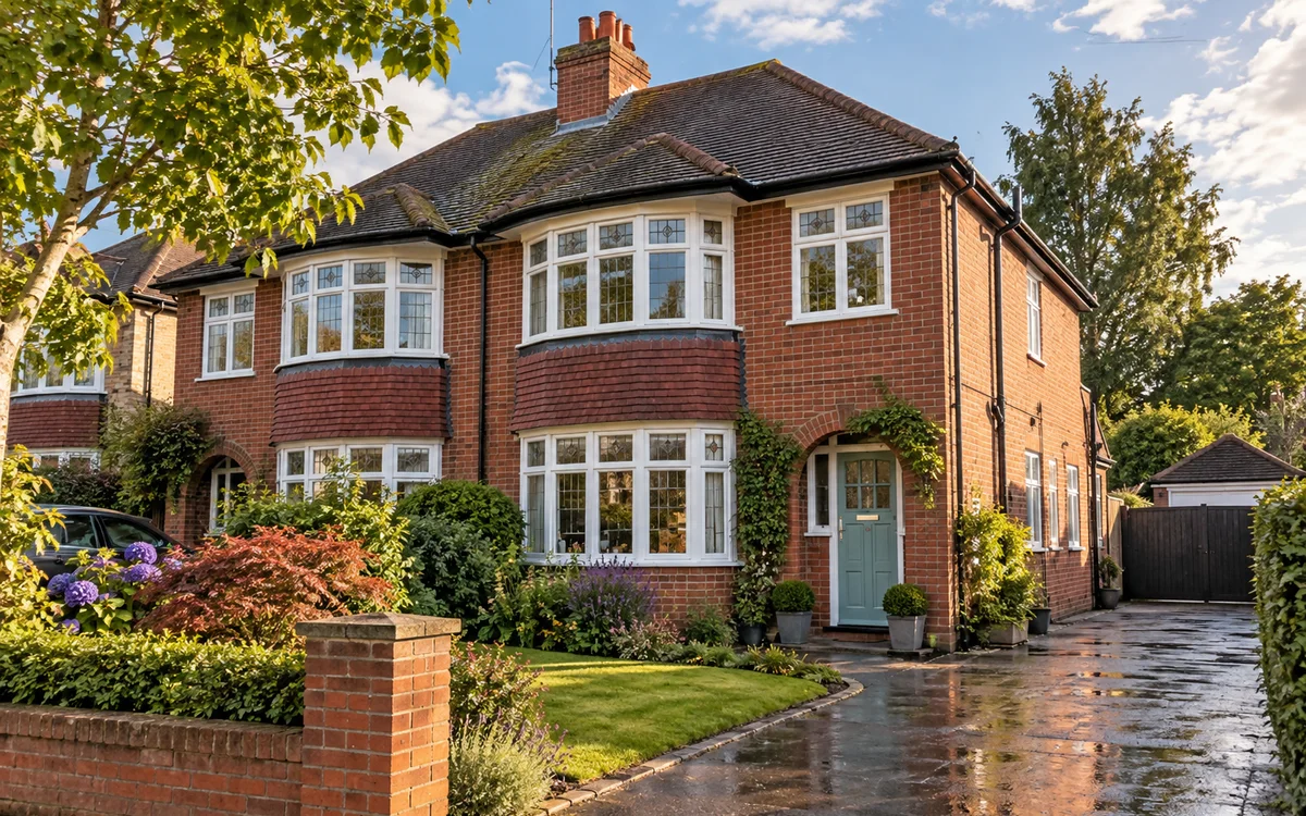 Illustrative 1930s red-brick semi-detached home in Birmingham